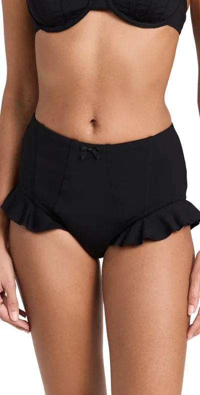 Staud Flourish High Rise Bikini Bottoms Black Xl