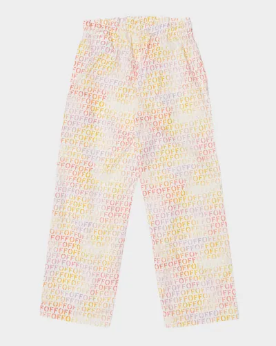 Off-white Kids' Girl's. Multicolor Ff Stamp Straight-leg Pants In Multicolor Multi