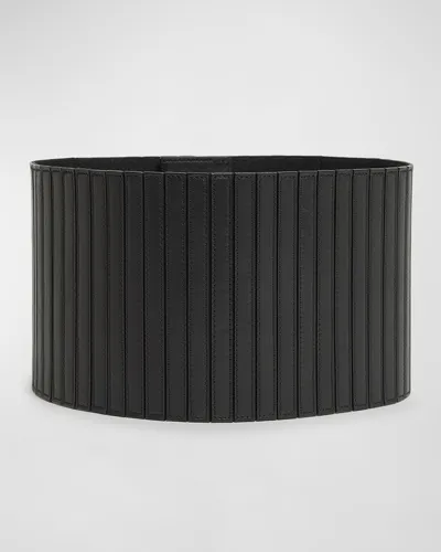 Alaïa Striped Corset Leather Belt In Noir