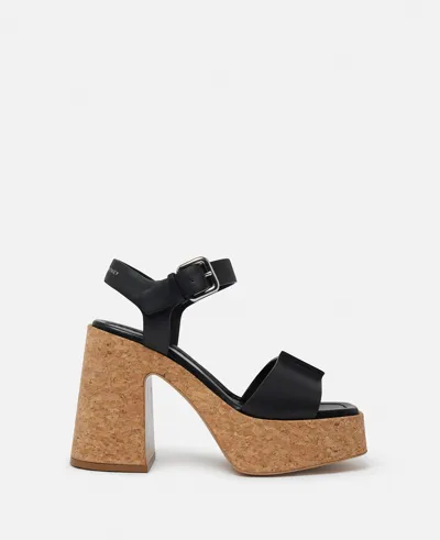 Stella Mccartney Skyla Cork-platform Sandals In Black