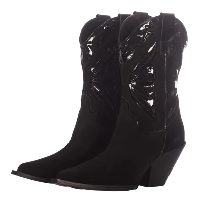 Toral Black Suede Cowboy Boots