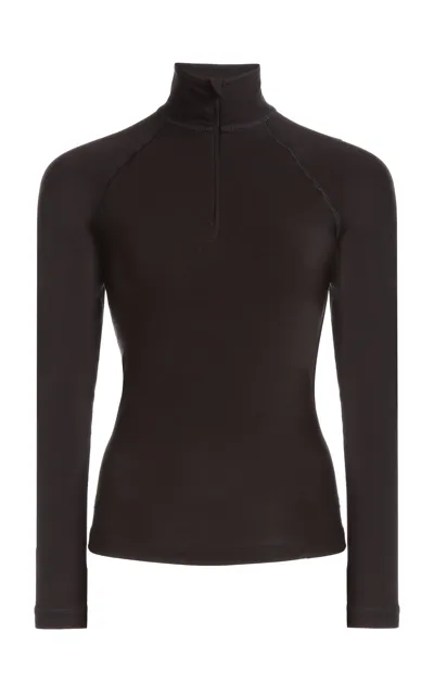 Balenciaga Half-zip Thermal Jersey Top In Black