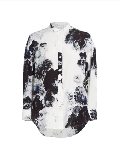 Alexander Mcqueen Chiaroscuro Cocoon Sleeve Shirt In Ink