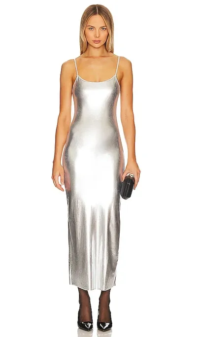 Weworewhat Scoop Maxi Slip Dress In Silver