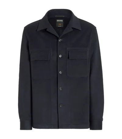 Zegna 12milmil12 Wool Overshirt In Navy Blue