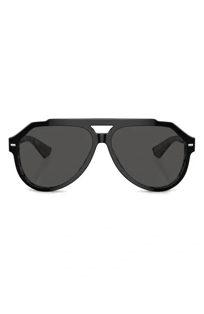 Dolce & Gabbana 60mm Pilot Sunglasses In Dark Grey