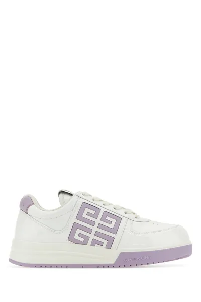 Givenchy Patent Leather Sneakers With Lateral 4g Logo In White Lilac