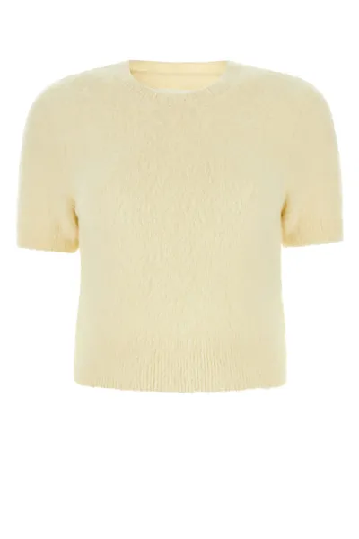 Maison Margiela Brushed Ribbed Crewneck T In Yellow