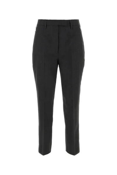 Prada Man Black Stretch Wool Pant In Gray