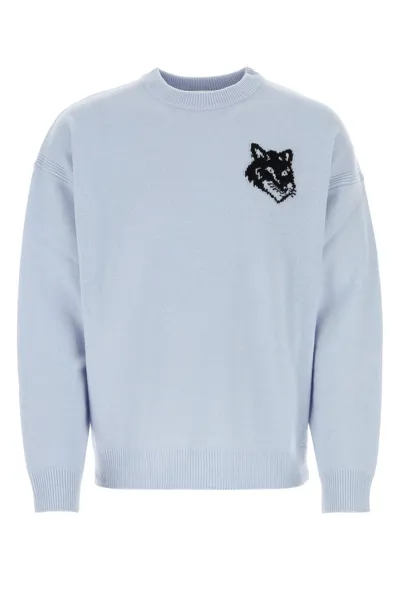 Maison Kitsuné Fox Head Sweater In Blue