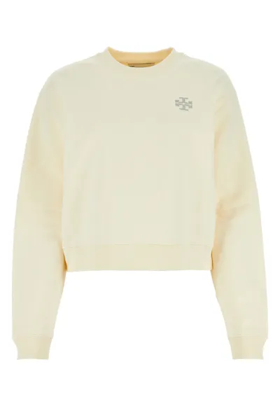 Tory Burch Heavy French Terry Sweatshirt In Cream