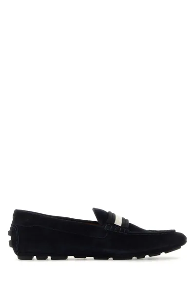 Bally Grosgrain-ribbon Suede Boat Shoes In Black