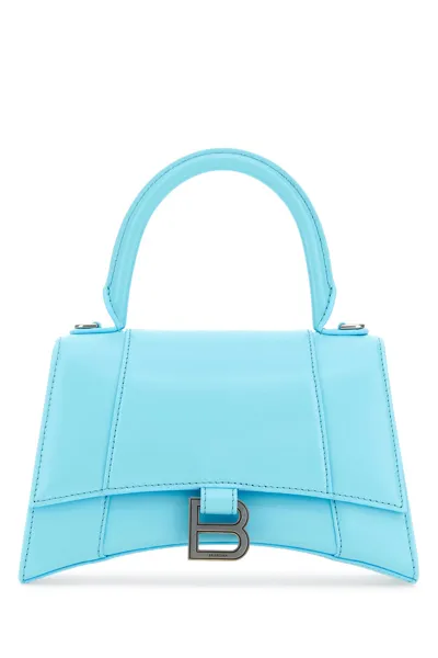 Balenciaga Woman Light Blue Leather Small Hourglass Handbag