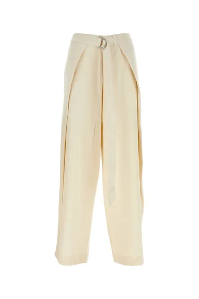 Ami Alexandre Mattiussi Pantalon Large A Pans Tons Neutres Pour Femme In White