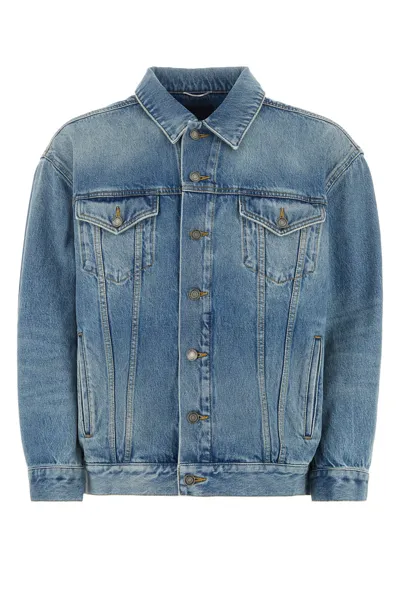 Saint Laurent Faded-effect Denim Jacket In Blue