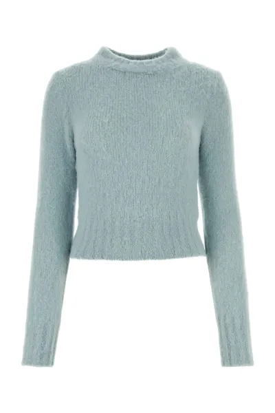 Ami Alexandre Mattiussi Blue Brushed Sweater In Cyan