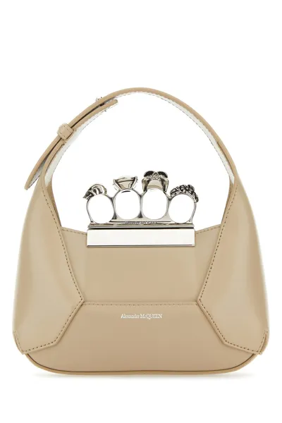 Alexander Mcqueen The Jewelled Hobo Mini Tote Bag In Brown