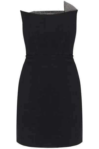 Roland Mouret Wool-silk Embellished Mini Dress In Black