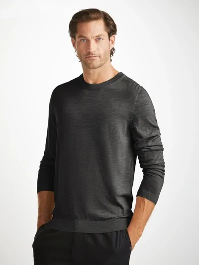 Derek Rose Men's Sweater Orson Merino Wool Charcoal