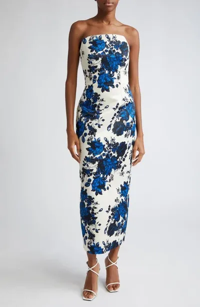 Emilia Wickstead Yulie Strapless Floral-faille Midi Dress