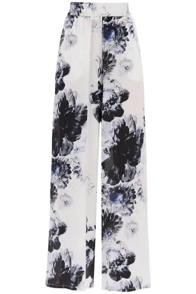 Alexander Mcqueen Chiaroscuro Pyjama Trousers In White/black/electric Blue