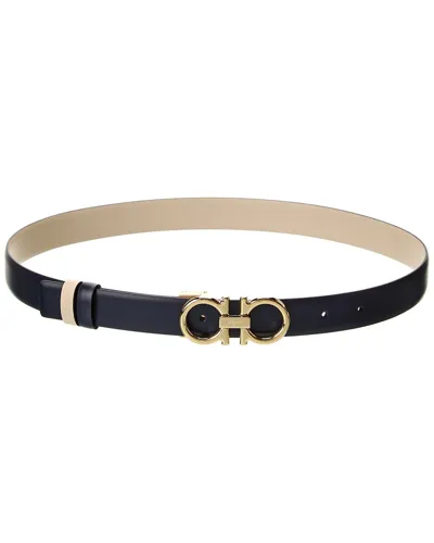 Ferragamo Gancini Reversible & Adjustable Leather Belt In Blue