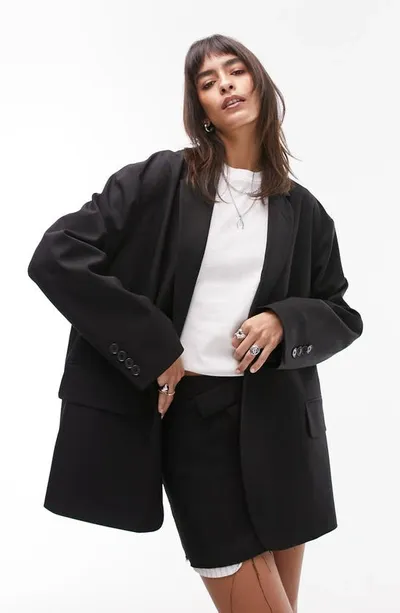 Topshop Extreme Grandad Blazer In Black - Part Of A Set