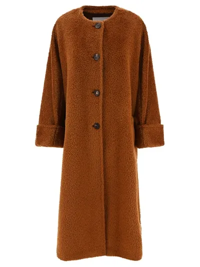 Max Mara Oversized Alpaca And Wool Coat In Brown