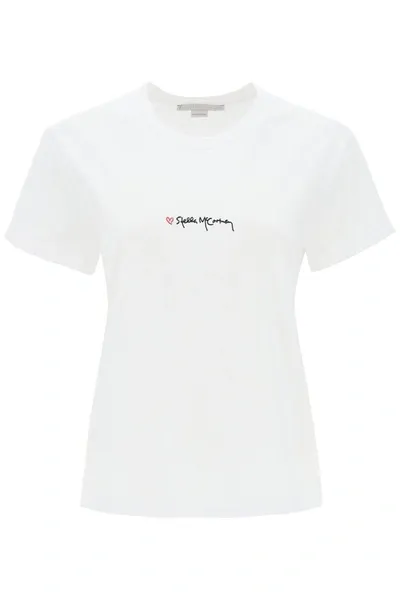 Stella Mccartney Stella Mc Cartney T Shirt With Embroidered Signature In Multicolor