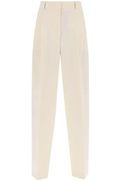 Totême Mid-rise Double-pleated Straight-leg Tailored Trousers In Beige