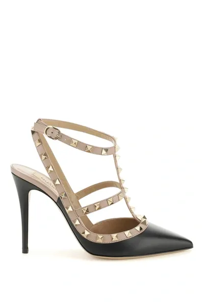 Valentino Garavani Rockstud 100mm Slingback High-heel Pumps In Black