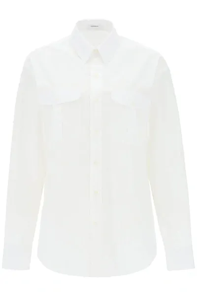 Wardrobe.nyc Maxi Shirt In Cotton Batista In White