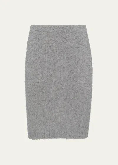 Prada Cashmere Knitted Skirt In Grey