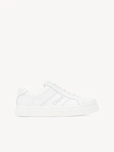 Chloé Baskets Lauren Femme Blanc Taille 38 100% Cuir De Brebis In White