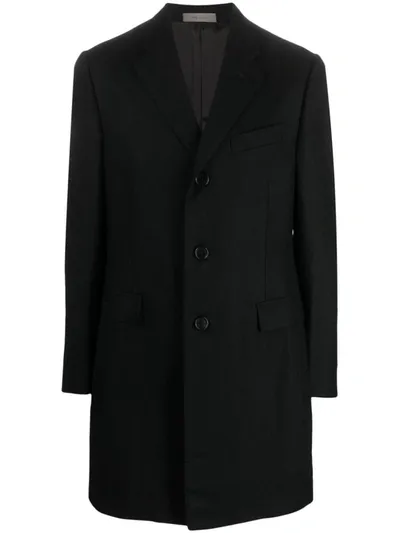 Corneliani Single-breasted Cashmere Coat In Blue