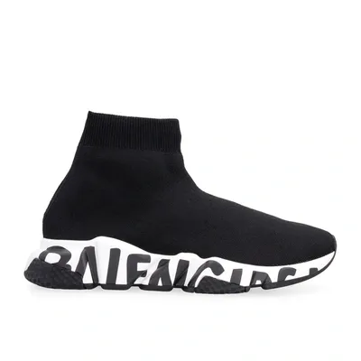 Balenciaga Speed Graffiti Sneakers In Black