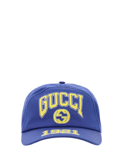 Gucci Logo Patch College Baseball Cap In Blue