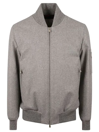 Brunello Cucinelli Zip Up Bomber Jacket In Grey