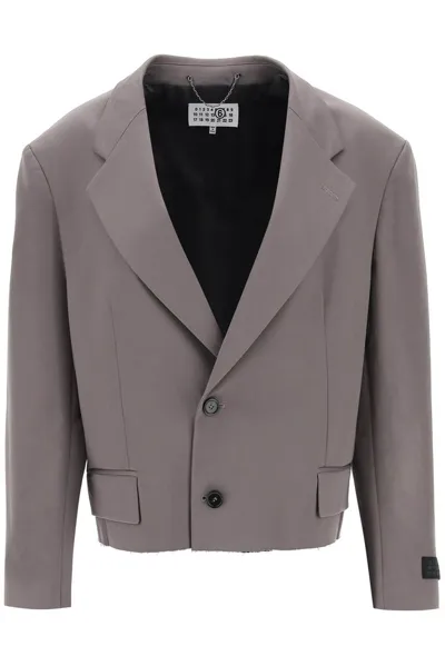 Mm6 Maison Margiela Raw Hem Suit Jacket In Gray