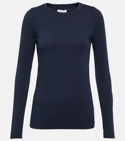 Velvet Cotton-blend Jersey Top In Blue