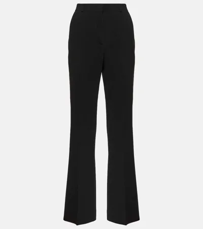 Totême High-rise Pleated Crêpe Flared Pants In Black