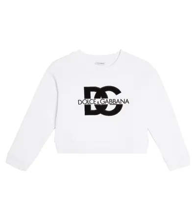 Dolce & Gabbana Kids' Dg-print Cotton Sweatshirt In White