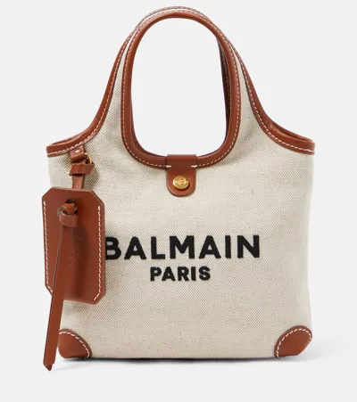 Balmain Canvas B-army Grocery Tote Bag In Natural