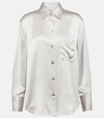 Vince Silk Shirt In Silver