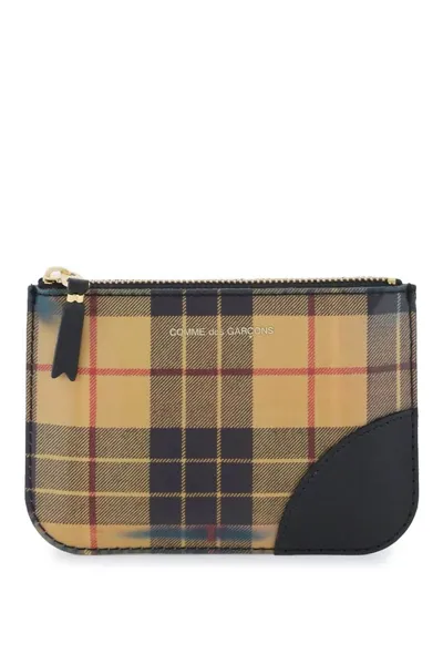 Comme Des Garçons Wallet Checked Zipped Pouch In Multi