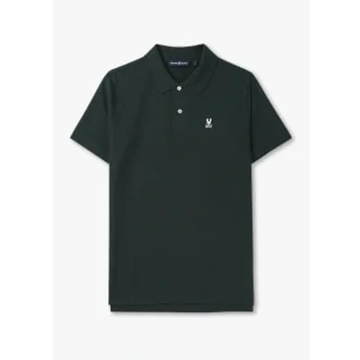 Psycho Bunny Mens Classic Pique Polo Shirt In Forest In Black Fabric