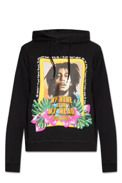 Dsquared2 Graphic Printed Drawstring Hoodie