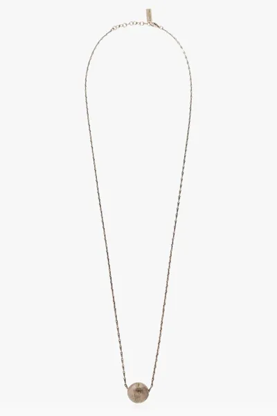 Saint Laurent Spherical Charm Necklace In Silver