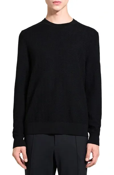 Theory Novo Merino Wool Blend Crewneck Sweater In Black