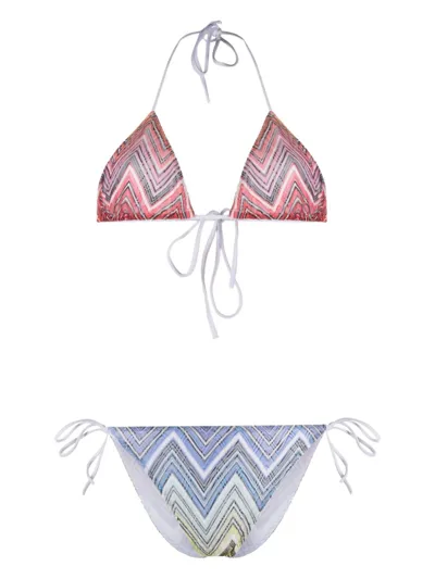 Missoni Chevron-print Triangle-cup Bikini Set In Pink